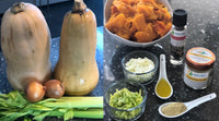 Ingredients to make Butternut Squash Soup using Chalice Spice Vegetable Broth Soup Mix